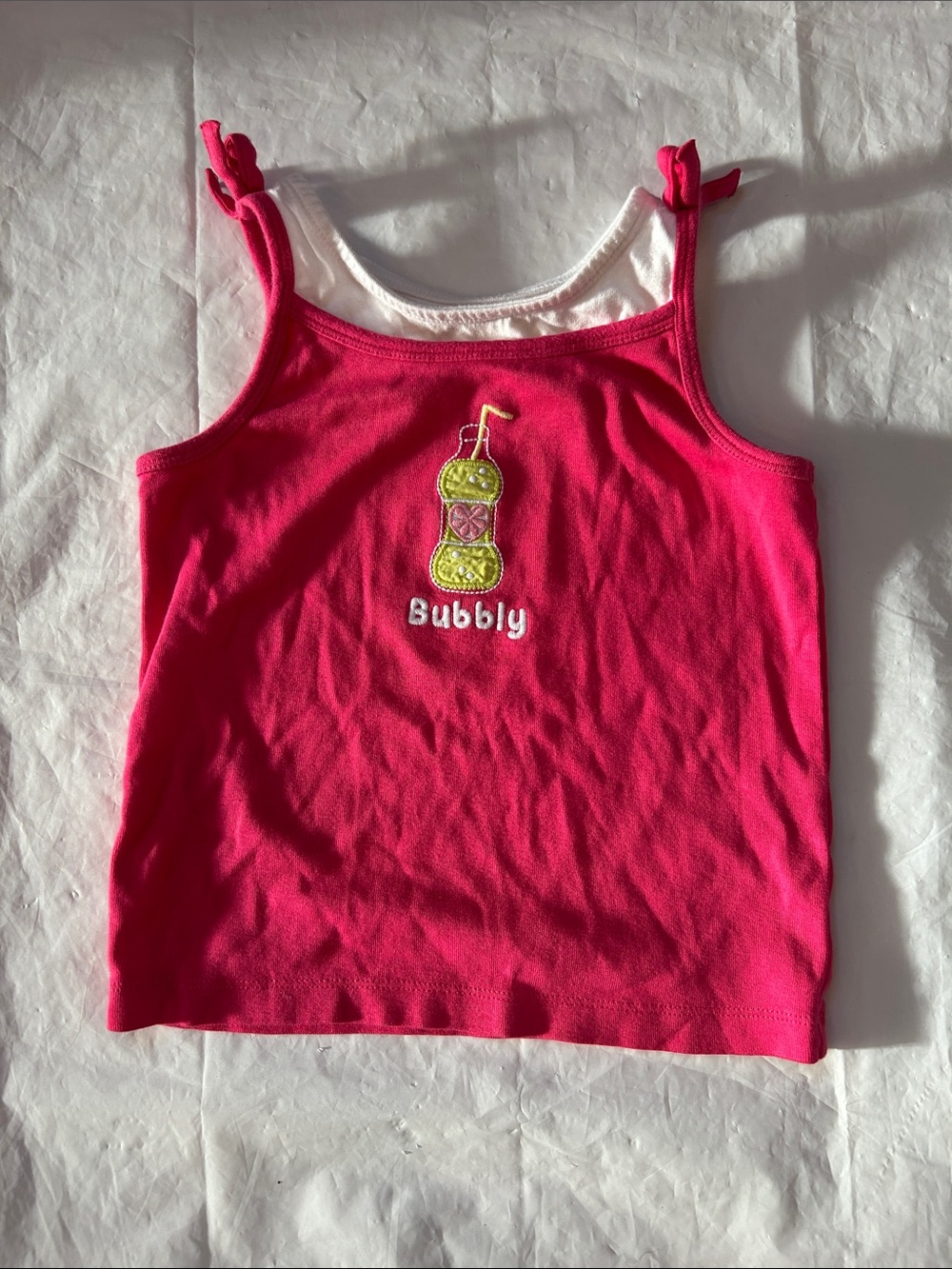 Gymboree Bright Pink Tank Top with Bubbly Drink Applique